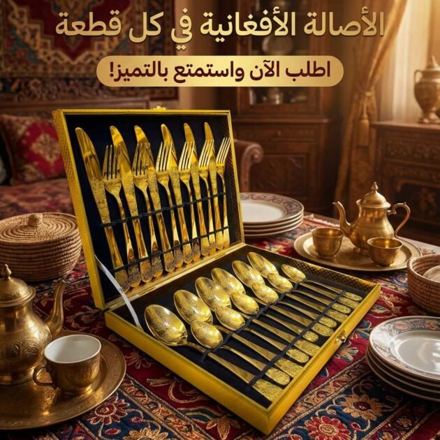 طقم ملاعق وسكاكين ذهبي فاخر ✨ لمسة ملكية على مائدتك